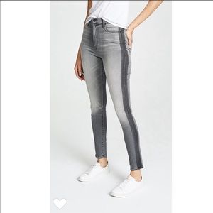 MOTHER Grey Two-Tone Skinny Jeans